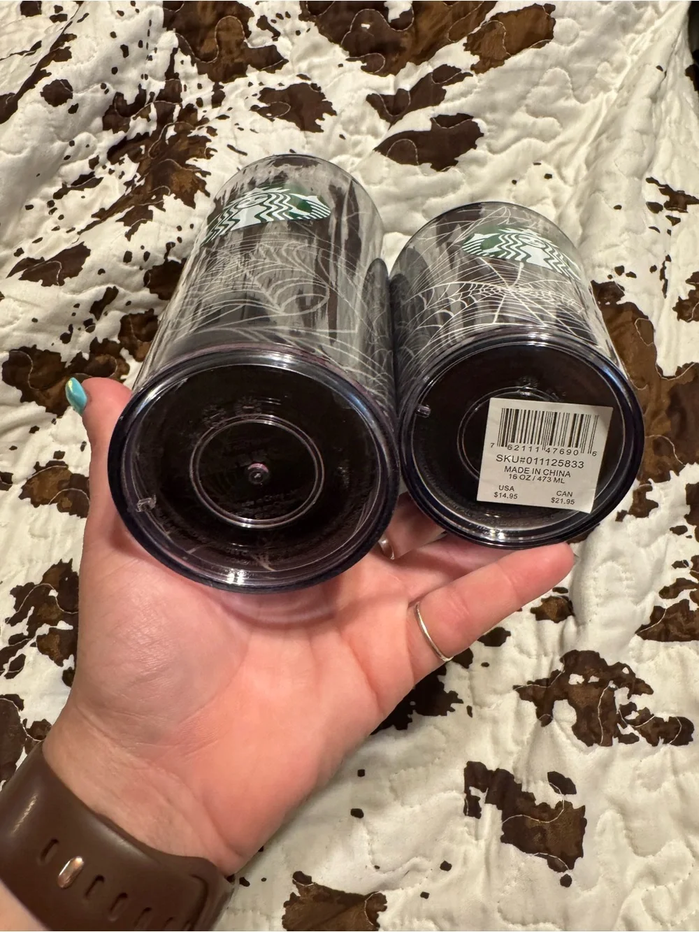Starbucks Black Spiderweb Reusable Tumbler with Straw - Set of 2